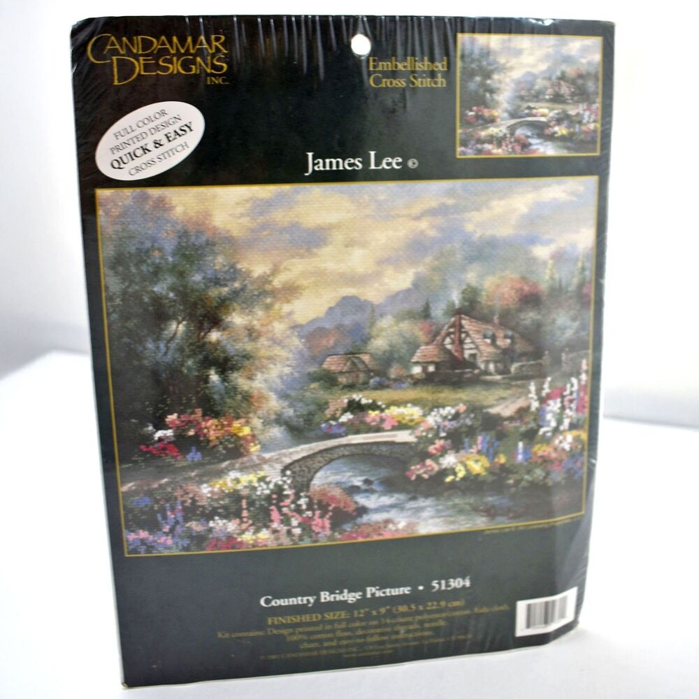 Candamar Country Bridge James Lee Embellished Cross Stitch Kit #51304 12" x 9"
